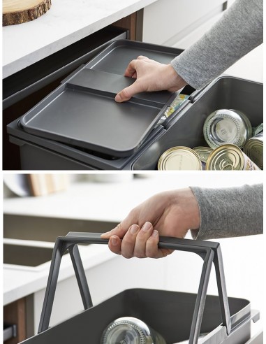 450mm ECO-Base Kitchen Waste Bin 64L Legrabox Tip-On Blumotion Grey