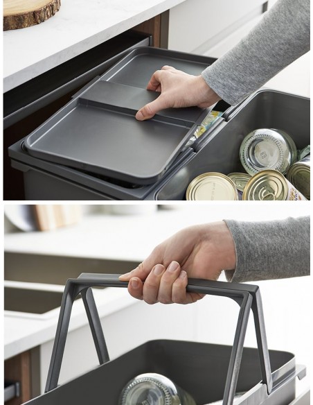 450mm ECO-Base Kitchen Waste Bin 64L Legrabox Tip-On Blumotion Grey