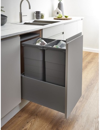 450mm ECO-Base Kitchen Waste Bin 64L Legrabox Tip-On Blumotion Grey