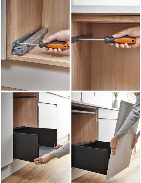 600mm Ninka ECO-Base Waste Bin 108.2L Blum Legrabox Drawer Black ECO108B
