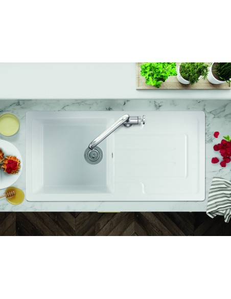 Thomas Denby Jarla 1.0 Bowl Large Kitchen Sink Ceramic White 1000x500 JAR1010