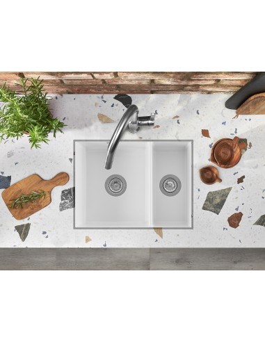Thomas Denby Metro 1.5 Ceramic Kitchen Sink White MET1020W Showing Undermount
