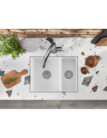 Thomas Denby Metro 1.5 Ceramic Kitchen Sink White MET1020W Showing Undermount