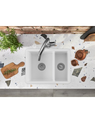 Thomas Denby Metro 1.5 Ceramic Kitchen Sink White MET1020W Showing Inset Top mount