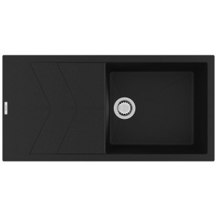 Clearwater RIO Onyx D100L Black Granite Kitchen Sink Chrome Waste RIOD100LON