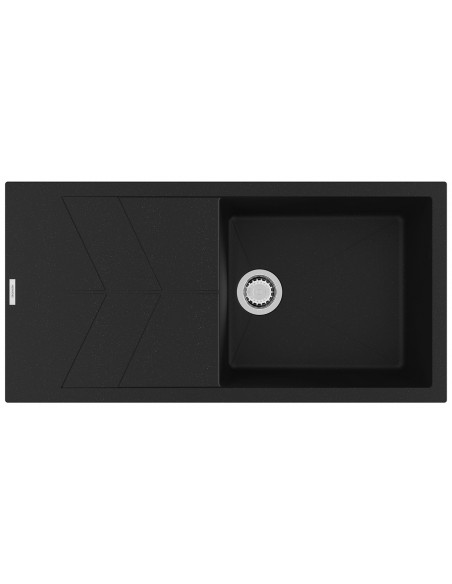 Clearwater RIO Onyx D100L Black Granite Kitchen Sink Chrome Waste RIOD100LON