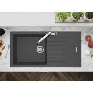 Clearwater RIO Basalt D100L Granite Kitchen Sink Chrome Waste RIOD100LBA