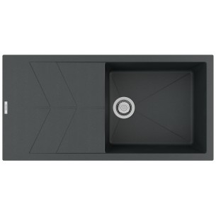 Clearwater RIO Basalt D100L Granite Kitchen Sink Chrome Waste RIOD100LBA 2