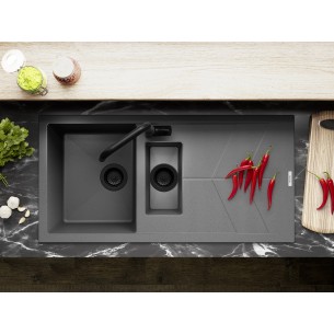 Clearwater RIO Granite Sink Kitchen 1.5 Bowl Croma Grey Waste Plumbing RIOD150CR 2
