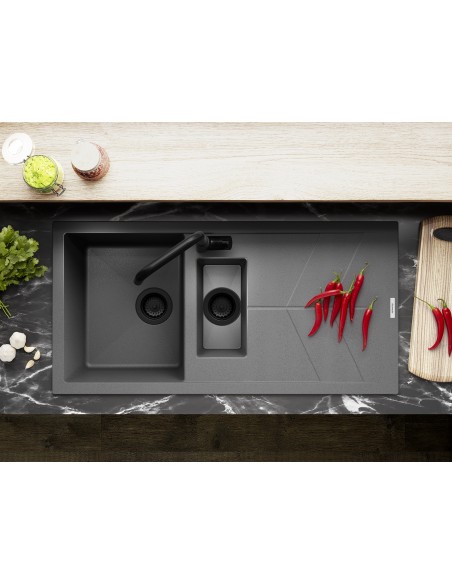 Clearwater RIO Granite Sink Kitchen 1.5 Bowl Croma Grey Waste Plumbing RIOD150CR Upgraded WASTE