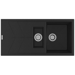 Clearwater RIO Onyx 1.5 Black Granite Kitchen Sink Waste & Plumbing RIOD150ON