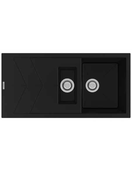 Clearwater RIO 1.5 Nero Black Granite Kitchen Sink Waste Plumbing RIOD150NE