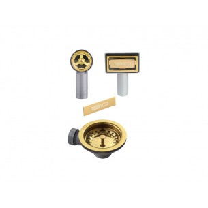 90mm Gold Brass Waste Kit Overflow ZEN Kitchen Sink Plug 1.0 Bowl 1810 AC-BSW-PACK1-GB
