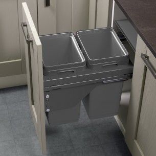 600mm Ace Waste Bin Double Anthracite Vibo 72L Double Soft Closing Vibo BIN600A.AN