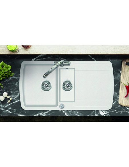 Clearwater Gemini Granite Blizzard Kitchen Sink 1.5 Reversible GEMD150SBL