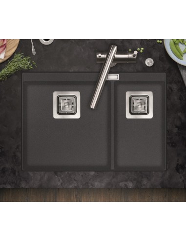 Clearwater Capri 1.75 Slate Granite Kitchen Sink Square Waste QUAREX CAPN175SL