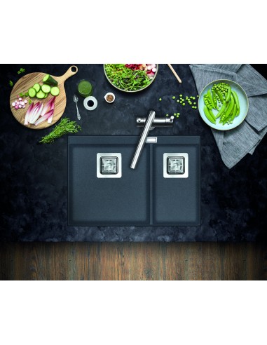 Clearwater Capri 1.75 Slate Granite Kitchen Sink Square Waste QUAREX CAPN175SL
