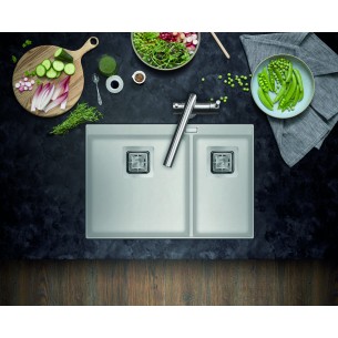 Clearwater Capri 1.75 Kitchen Sink, Blizzard Quarex Granite, Square waste kit 2