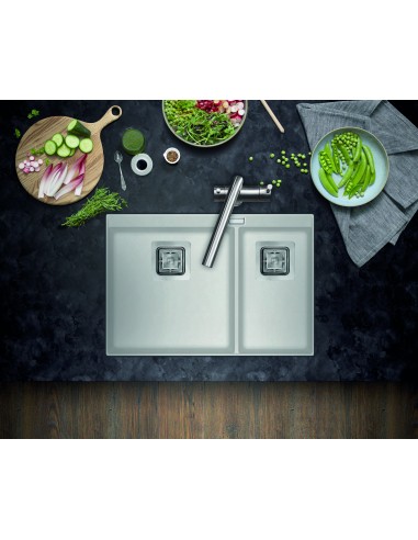 Clearwater Capri 1.75 Kitchen Sink, Blizzard Quarex Granite, Square waste kit
