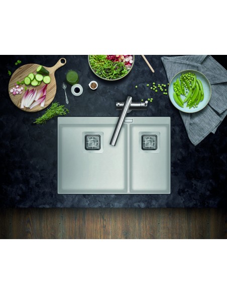 Clearwater Capri 1.75 Kitchen Sink, Blizzard Quarex Granite, Square waste kit