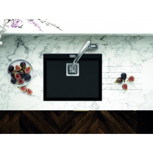 Clearwater Capri JET Black Kitchen Sink, Large Single Bowl, 555 x 455mm 2