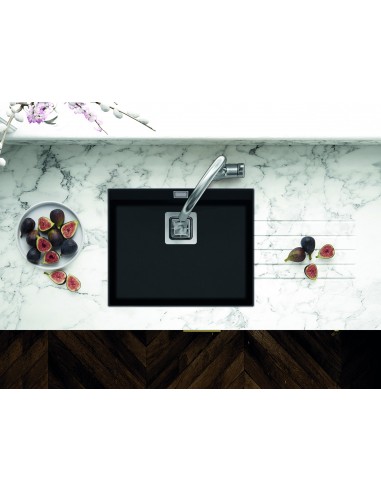 Clearwater Capri JET Black Kitchen Sink, Large Single Bowl, 555 x 455mm