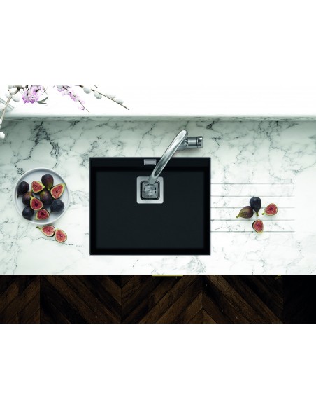 Clearwater Capri JET Black Kitchen Sink, Large Single Bowl, 555 x 455mm