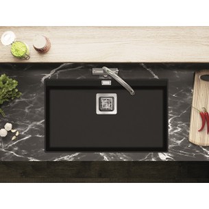 Clearwater Capri JET Black Kitchen Sink, Large Single Bowl, 740 x 455mm 2