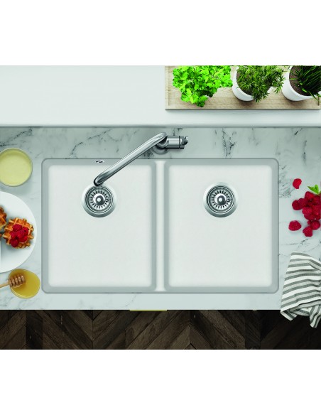 Clearwater Nova, Large 2.0 Double Bowl Kitchen Sink, Granite Blizzard, 810 x 480mm