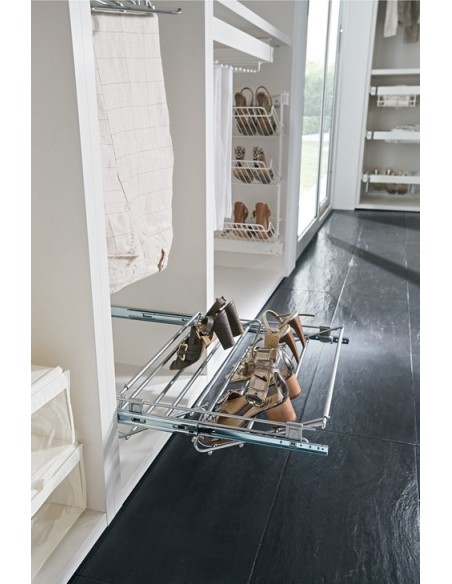 Vibo Shoe Rack Adjustable Bedroom Storage Pull Out 564-1000mm Chrome 80582280