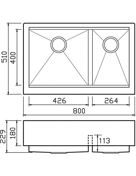 Clearwater Infinity Smart 800mm Butler Kitchen Sink 1.5 Stainless INS003