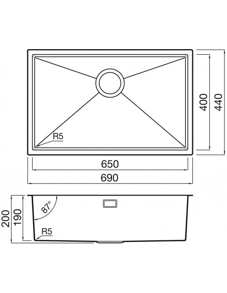 Clearwater Volta VL650S Kitchen Sink Inset / Undermount Stainless