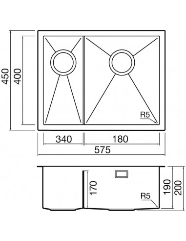 Clearwater Volta 1.5 VL53RS Kitchen Sink Inset / Undermount Stainless