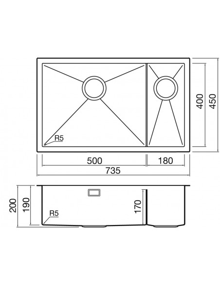 Clearwater Volta VL68 1.5 Large Kitchen Sink Inset Under Stainless