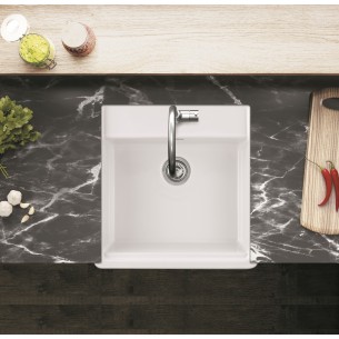 Thomas Denby Ashton Butler Kitchen Sink + Tap Ledge 600mm Ceramic ASH60 2