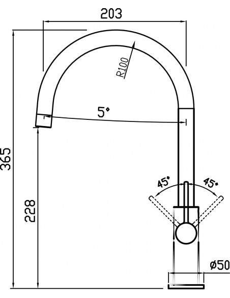 Clearwater Jovian JO4MB Single Side Lever "C" Spout Matt Black