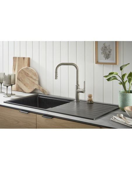 Clearwater Kameo Smart Jet Black Kitchen Sink 1.0 Granite Quarex KAMD100LJT