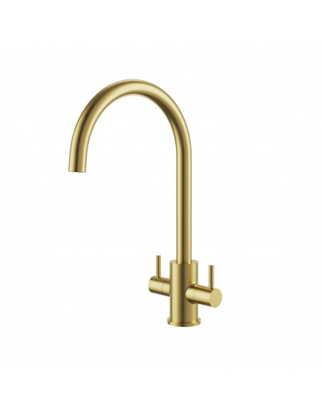 Clearwater Loreto Kitchen Tap, Double levers Brushed Brass LOR10BB