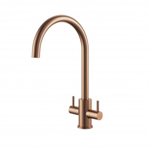 Clearwater Loreto Kitchen Tap Twin Lever Brushed Copper 2