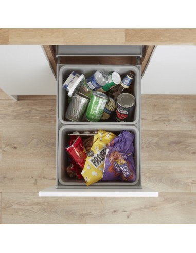 400mm Wesco Big Bio Double Waste Bin Large 64L Door Fix Pull Out 785464-85