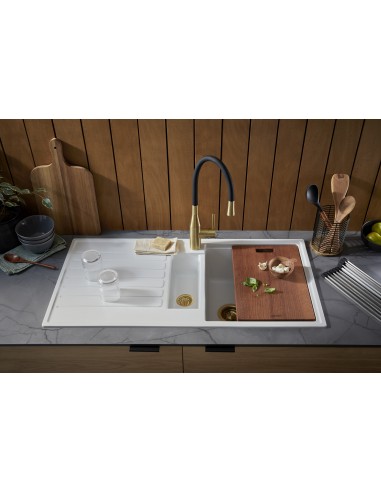 Clearwater Morpho Kitchen Tap, Flexi Spout Spray Hose, MO2BB Brushed Brass & Black