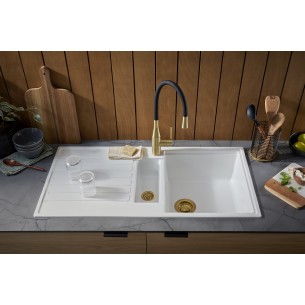 Clearwater Morpho Kitchen Tap, Flexi Spout Spray Hose, MO2BB Brushed Brass & Black 2
