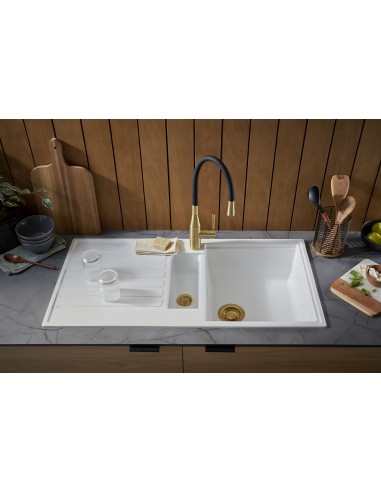 Clearwater Morpho Kitchen Tap, Flexi Spout Spray Hose, MO2BB Brushed Brass & Black