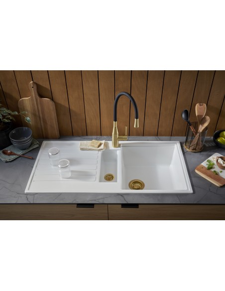 Clearwater Morpho Kitchen Tap, Flexi Spout Spray Hose, MO2BB Brushed Brass & Black