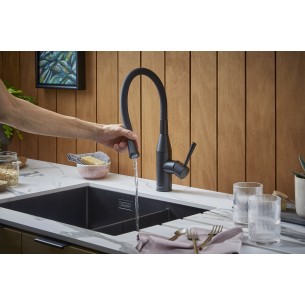 Clearwater Morpho Kitchen Tap, Flexi Spout Spray Hose, MO2BB Full Matt Black 2