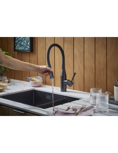 Clearwater Morpho Kitchen Tap, Flexi Spout Spray Hose, MO2BB Full Matt Black