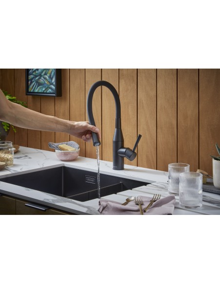 Clearwater Morpho Kitchen Tap, Flexi Spout Spray Hose, MO2BB Full Matt Black