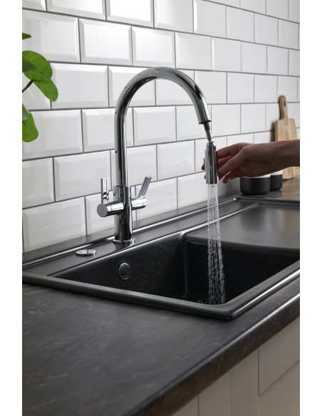 Clearwater Kira Kitchen Spray Pull Out Tap Brushed Nickel "C" WRAS KIR30BN