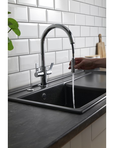 Clearwater Kira Kitchen Spray Pull Out Tap Brushed Nickel "C" WRAS KIR30BN