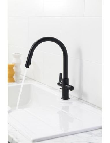Clearwater Kira Pull Out Kitchen Spray Tap Matt Black "C" Spout KIR30MB